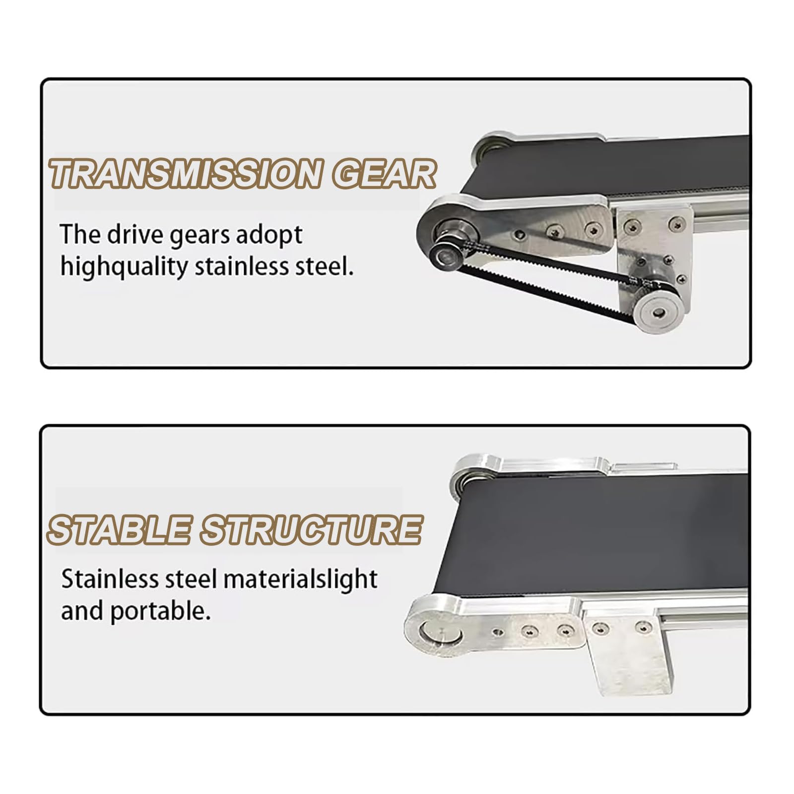 Mini Convoyeur De Table pour Chaîne De Montage, Petit Convoyeur Électrique À Bande, Charge Maximale De 5 Kg, Châssis en Acier Inoxydable, Convoyeur À Vitesse Variable en PVC De 460 Mm pour