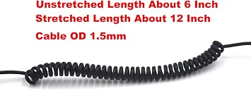 30cm 3.5mm TRS Audio Coiled Cable, 90 Degree Angle to 90 Degree Angle 1/8 3.5mm 3 Pole Jack Male to Male Stereo Headphone Aux Spring Spiral Cord, 2 Pack, Cable OD 1.5mm