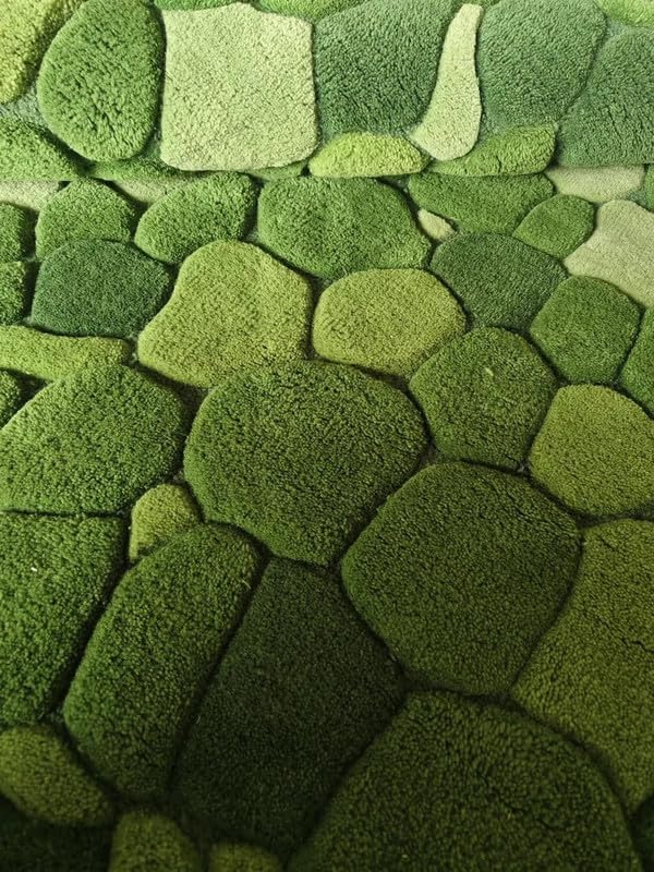 Green Pebble Textured Area Rug 8x11 ft, Handmade Tufted Wool Carpet, Thick Plush Soft Modern Shag Rug for Living Room Bedroom Indoor Home Decor