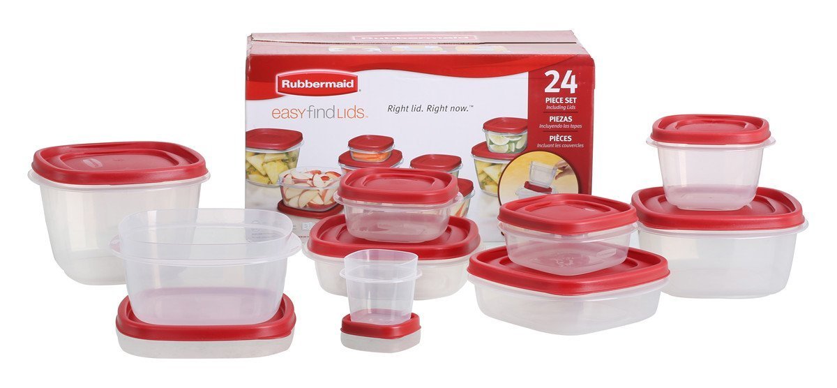 Rubbermaid Easy Find Lids Food Storage Containers, Racer Red, Set of 24 7J98