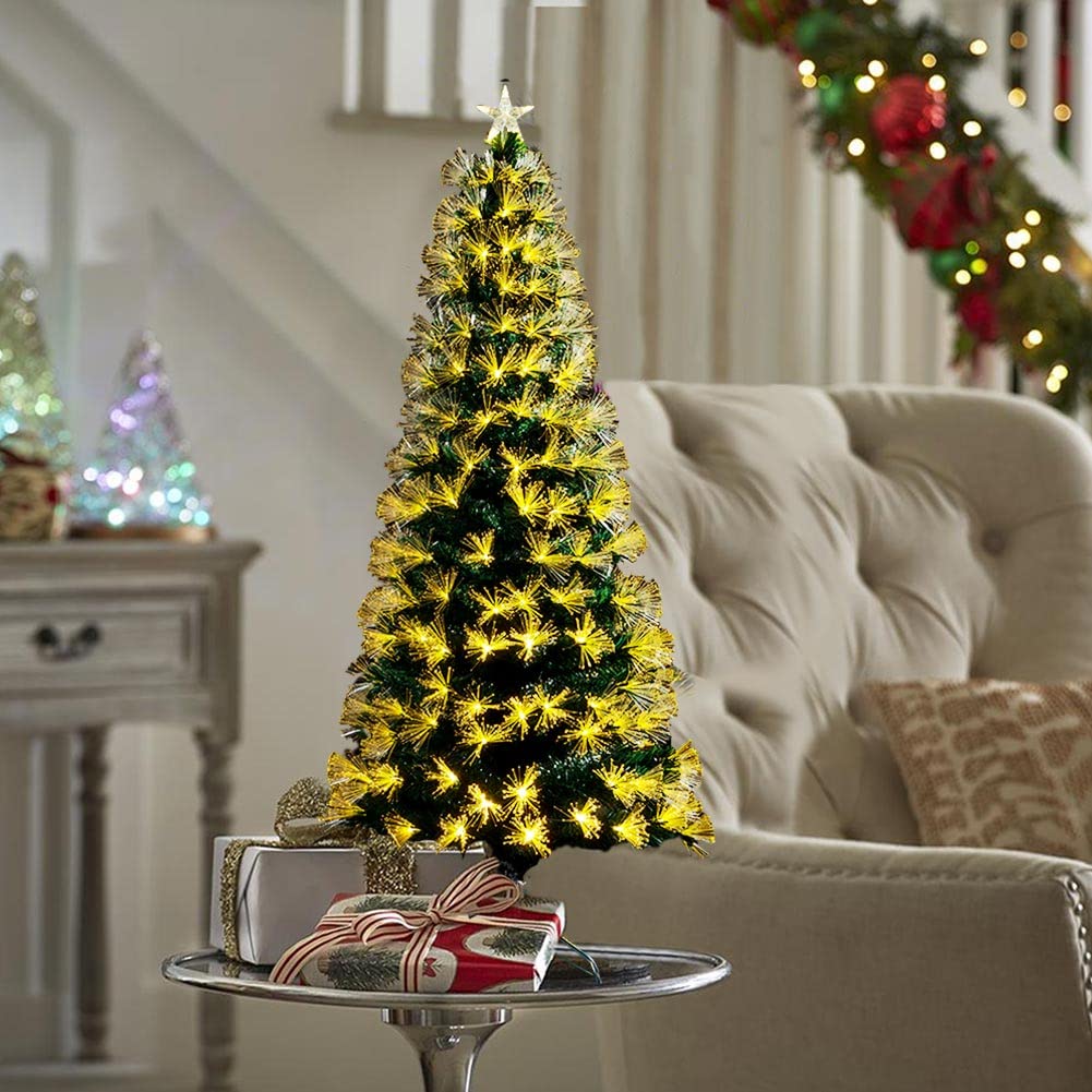 Bakaji Albero di Natale Luminoso Altezza 60 cm con 65 Luci Bianco Caldo Decorazioni Natalizie da Esterno e Interno Addobbi Natalizi Design Moderno Elegante Base a Croce (60 cm)