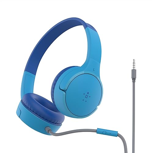 Miniatura 25 de Belkin SoundForm Mini con estuche - Auriculares inalámbricos Bluetooth para niños con vida útil de batería de 30H, límite de volumen seguro de 85dB,