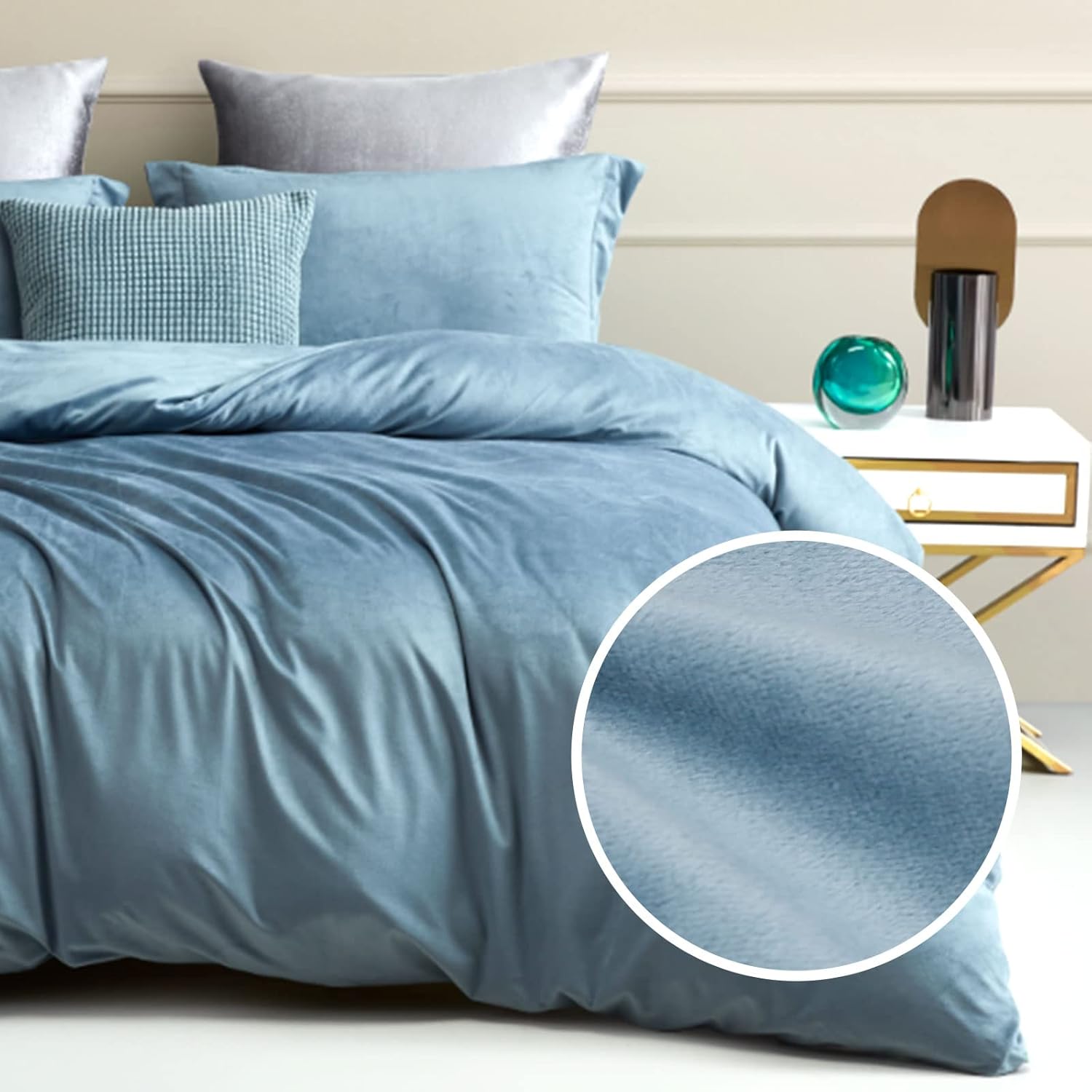 Tametra Velvet Duvet Cover King Size, Ultra Soft 3 Piece