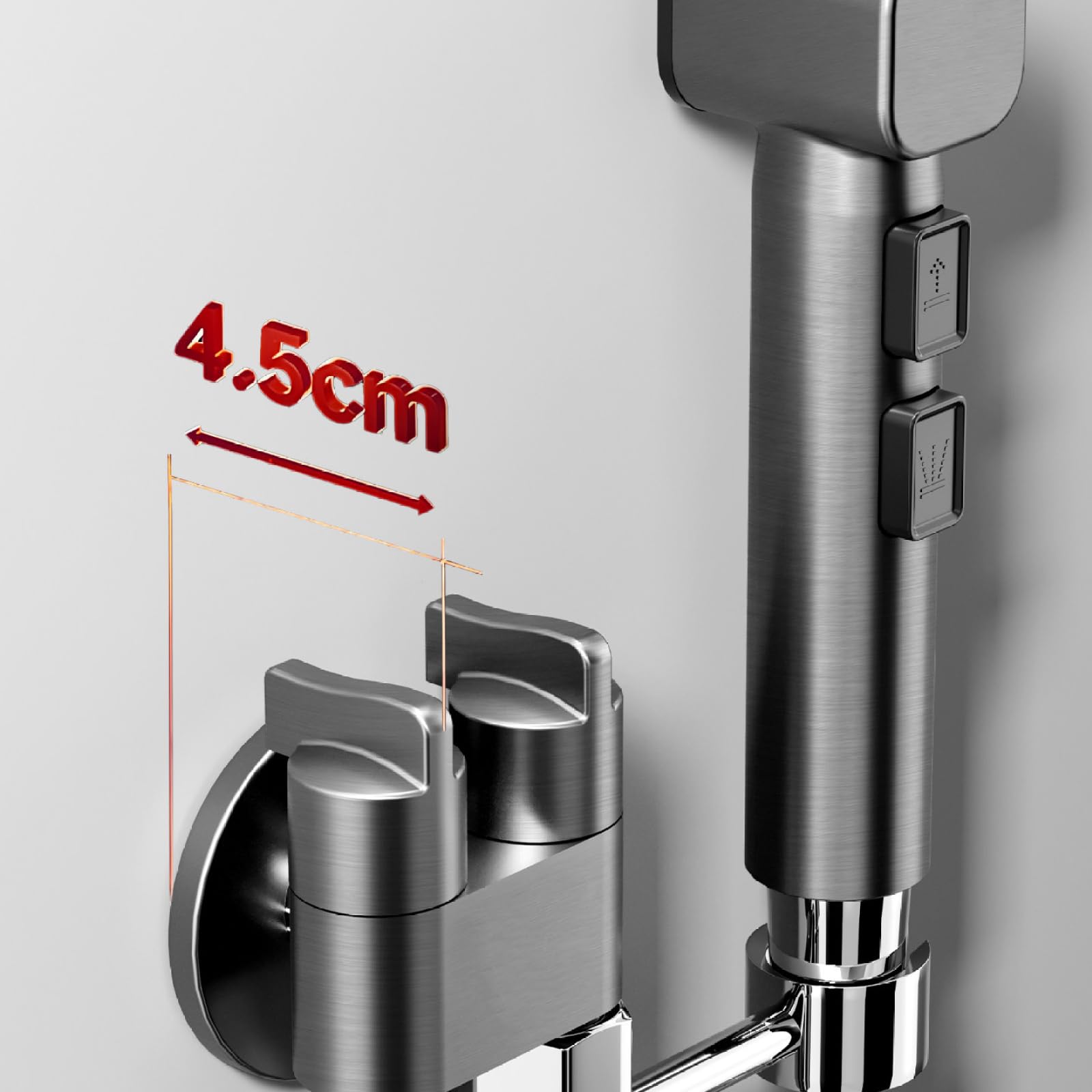 Juego De Bidé para Inodoro Latón Grifo WC Modo Dual con Válvula Desviadora Y Mangueras De Resorte Adecuado para Limpieza Del Baños Y Mascotas,Gris Pistola