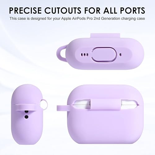 Miniatura 3 de Funda para Airpods Pro 2 generación 2022, funda protectora de silicona suave con llavero y bonito kit de bola de pompón frontal LED visible, Rosa