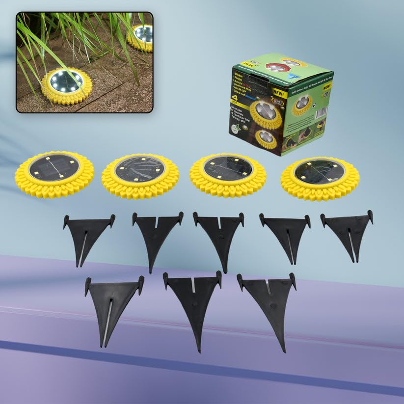 Pack Solar Ground Lights, LED Solar Powered Disk Lights Outdoor Waterproof Garden Landscape Lighting for Yard Deck Lawn Pathway Walkway Balcony Decoration fits Everyday-picture-15