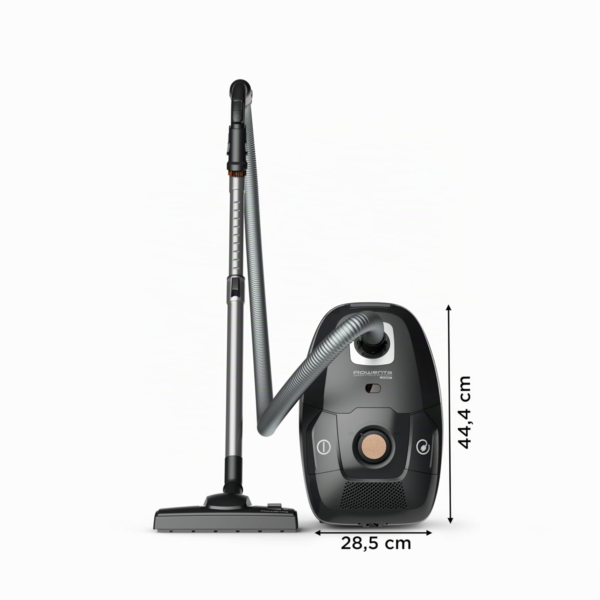 Rowenta Aspirateur avec sac, Moteur basse consommation, Haute filtration, Ultrasilencieux, Eco responsable, Nombreux accessoires, Fabriqué en France, Green Force Effitech, Noir/liège RO6189EA