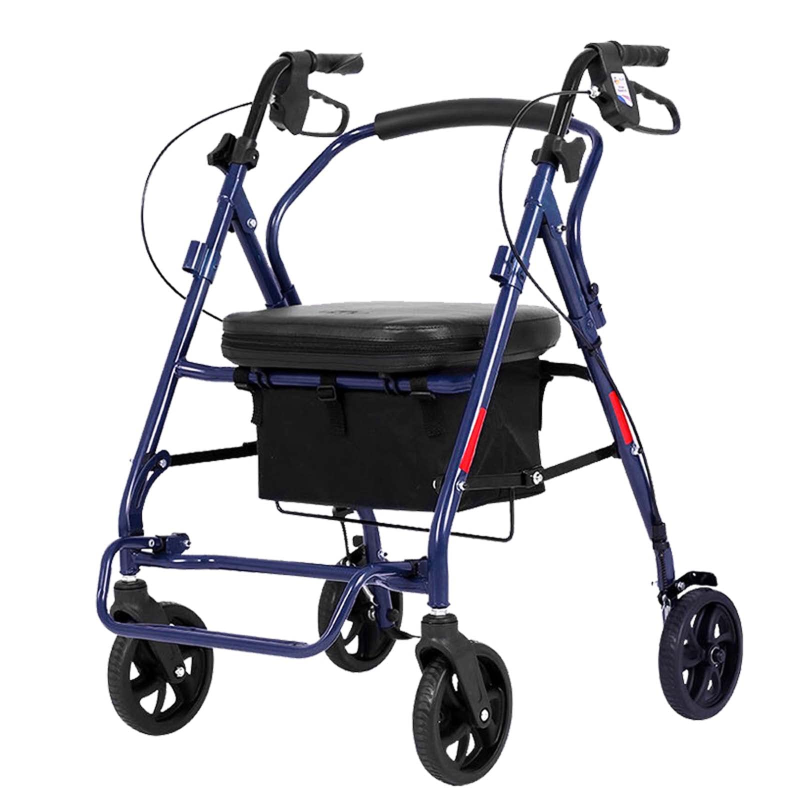 Rollator Walker z siedziskiem, kółka 19,8 cm, dla seniorów, regulowany uchwyt, nośność do 99 kg.