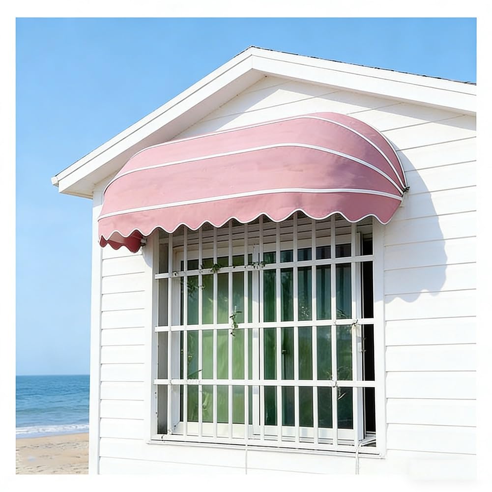 Tenda parasole per porte e finestre, decorazione francese, telaio pieghevole zincato, tessuto resistente ai raggi UV e impermeabile, per giardino, portico, residenziale e commerciale