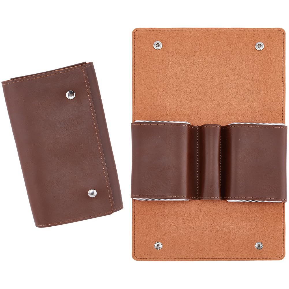 Estuche Protector de Cuero Sintético para Naipes, con Botón A Presión, Multiusos, Compatible con Billeteras, Organizador de Monedas Hecho A Mano para Póker, Bridge, Juegos de Mesa, Viajes