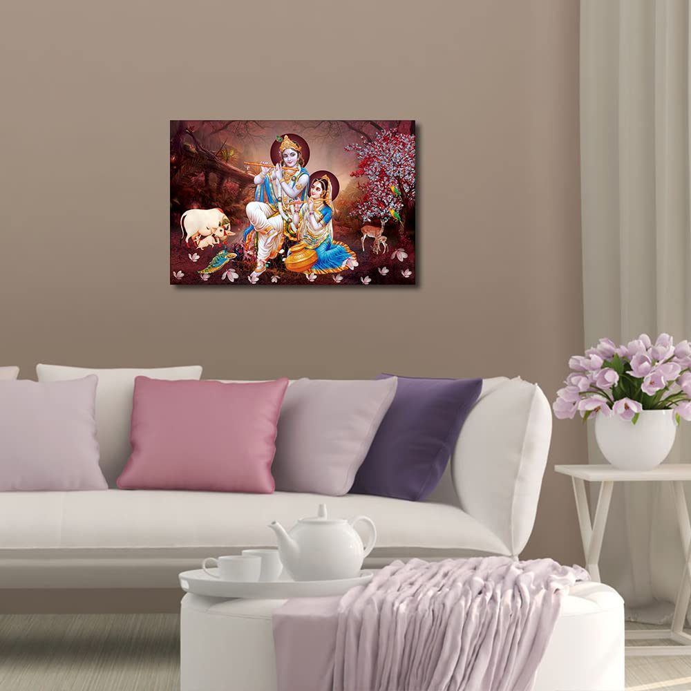 TISHIRON Radha Krishna Pictures for Living Room Wall Decoration India Religious Culture Art Prints Canvas Frame Wall Art Canvas Artwork Wall Decor Home Decorations for Living Room 40x60cm - Image 2
