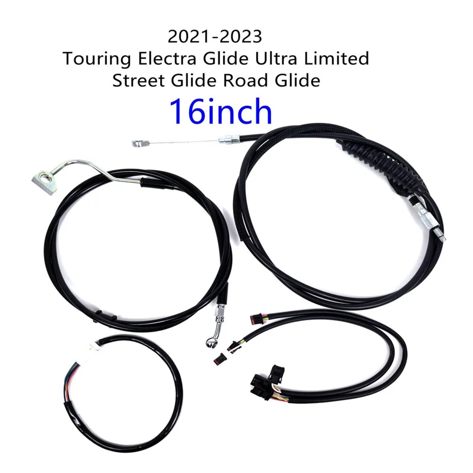 Linki napędowe do motocykli Zestaw przewodów hamulcowych 14"16" do motocykla Harley Touring Electra Glide Street Road King 2014-2023(16 black 21-23)