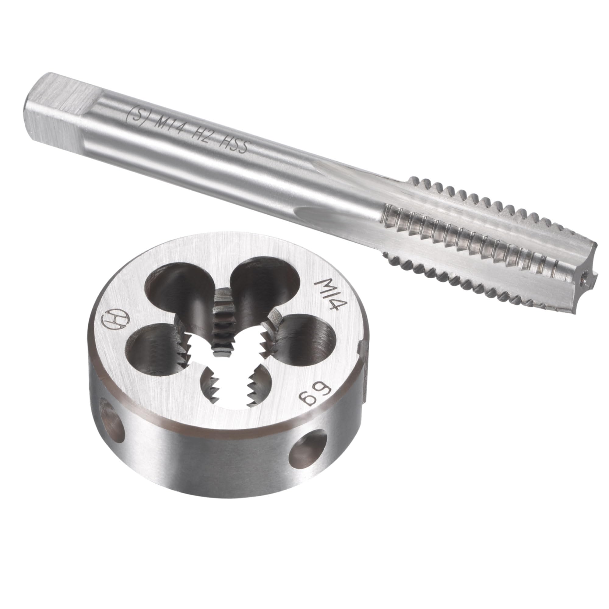 uxcell M14 x 2mm Metric Tap and Die Set, Machine Thread Screw Tap with Round Threading Die, Tap & Die Kit for Nut Screw Bolt Thread Repair