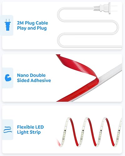 Miniatura 3 de Aclorol Tira de luces LED para exteriores de 147.6 ft, impermeable, 150 pies, CA, 110 V-130 V, flexible, luces LED para exteriores, color blanco