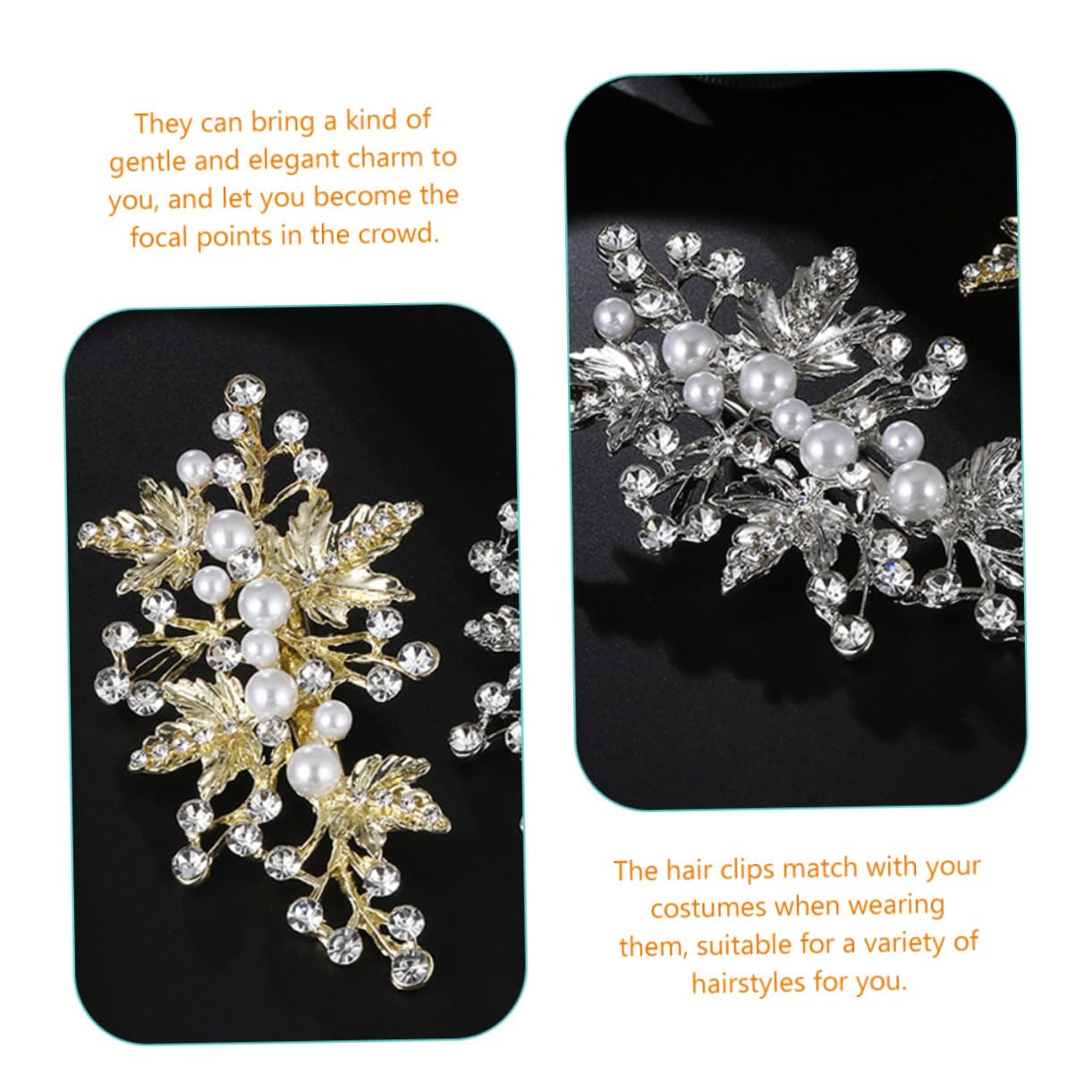 Healeved 8pezzi Fermagli Per Perle Con Design Foglia Di Accessori Eleganti Per Sposa Clip Brillanti Con Strass Per Matrimoni e Feste