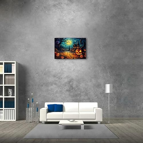 Miniatura 7 de Impresiones en lienzo de noche de Halloween, arte de pared e imágenes espeluznantes de 24 x 36 pulgadas, sin marco