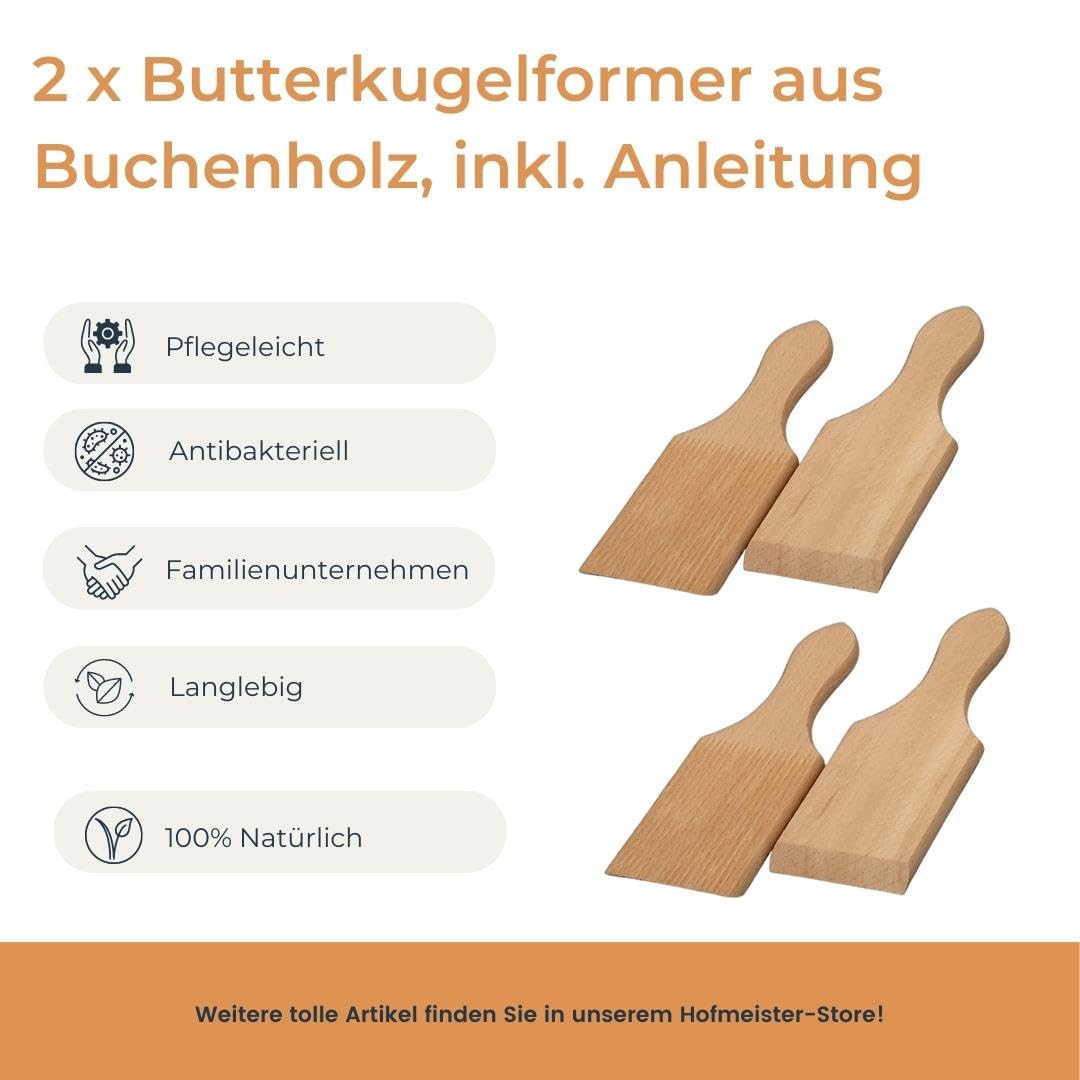 Bacchette Per Burro In Legno Di Faggio 2 Pezzi | Stampo Per Palline E Panetti Con Scanalature | Lunghezza 18 Cm | Utensile Tradizionale Fatto A Mano