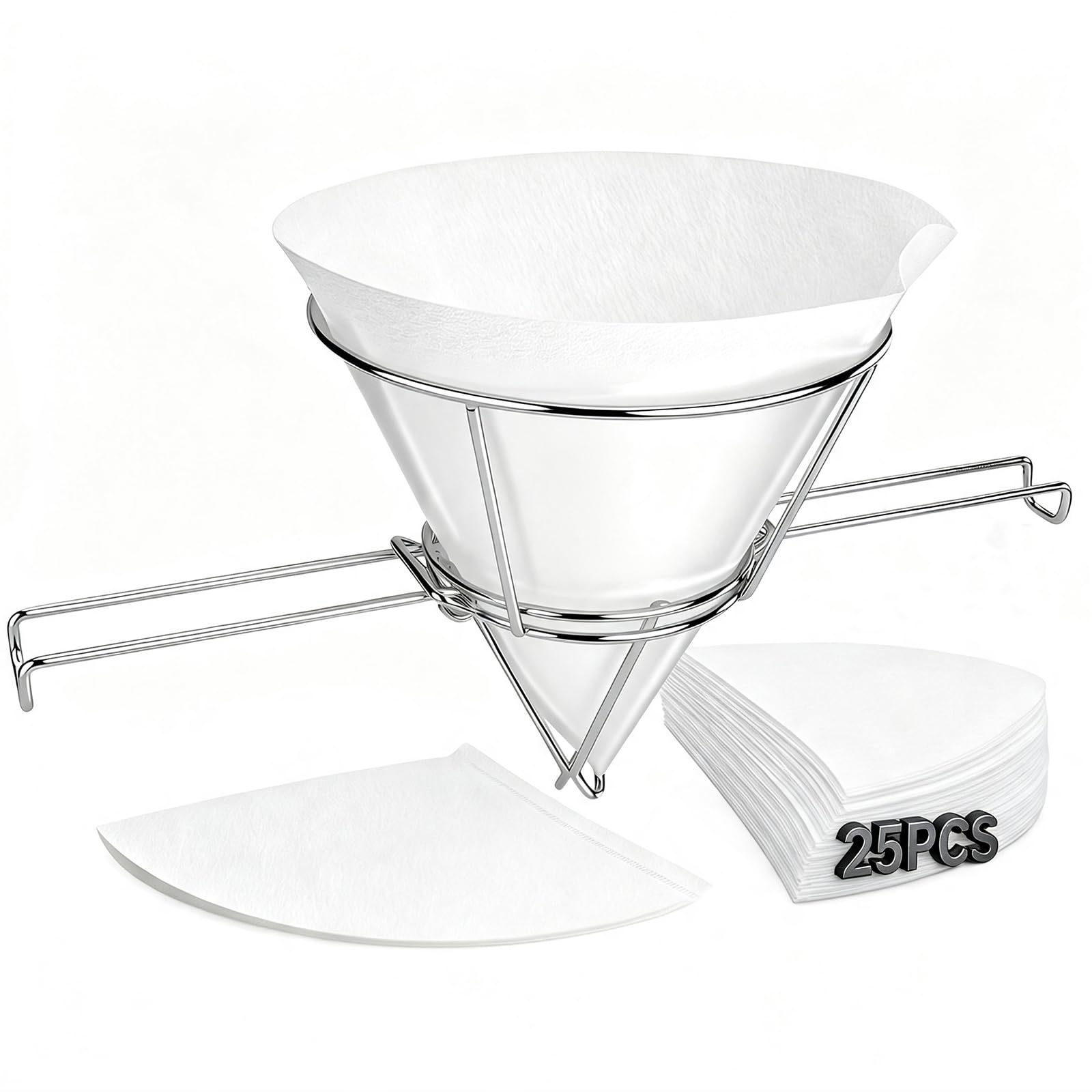 Photo 1 of 10-inch Conical Filter Holder Set – Professional Syrup and Frying Oil Filter Holder with 25 Filter Papers, Commercial Grade, Suitable for Maple Syrup, Kitchens, Restaurants, and Food Trucks