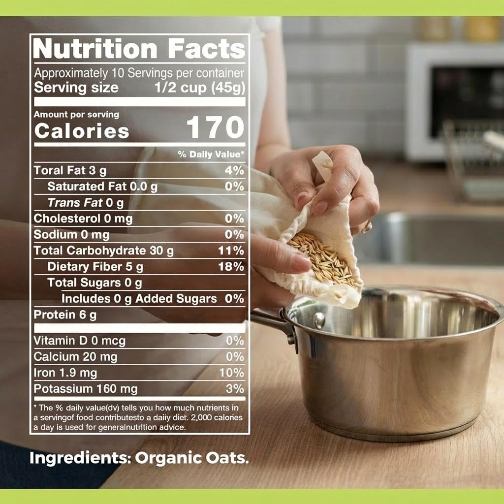 NUTRIWAY Organic Oat Groats - High-Protein Whole Grain Oats - Vegan, Non-GMO, Pure & Raw - Perfect for Cooking, Oatmeal, Breakfast & Meal Prep - Wholesome Organic Food - 3 lb Pack