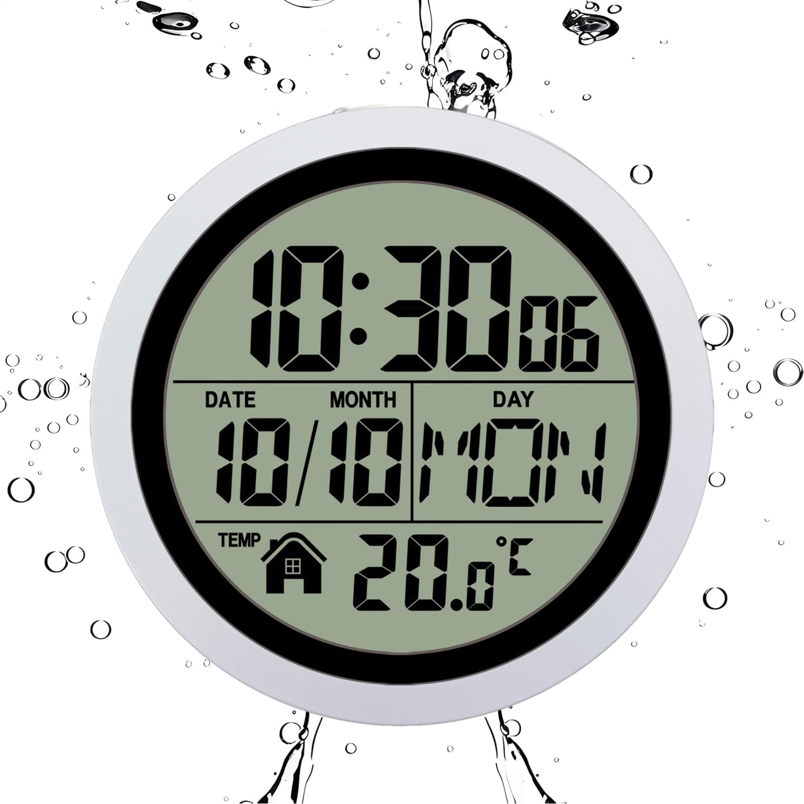Orologi da Bagno a Batteria Temperatura e Data, Impermeabile, Decorazione