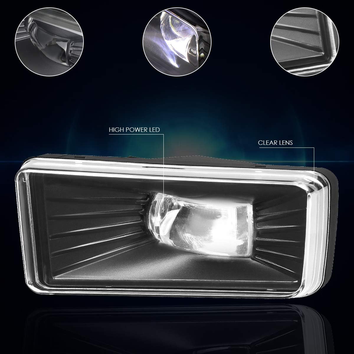 PM PERFORMOTOR Front Bumper High-Power LED Fog Lights Lamps w/Switch Compatible with Chevy Silverado 2500HD 07-14,Clear Lens