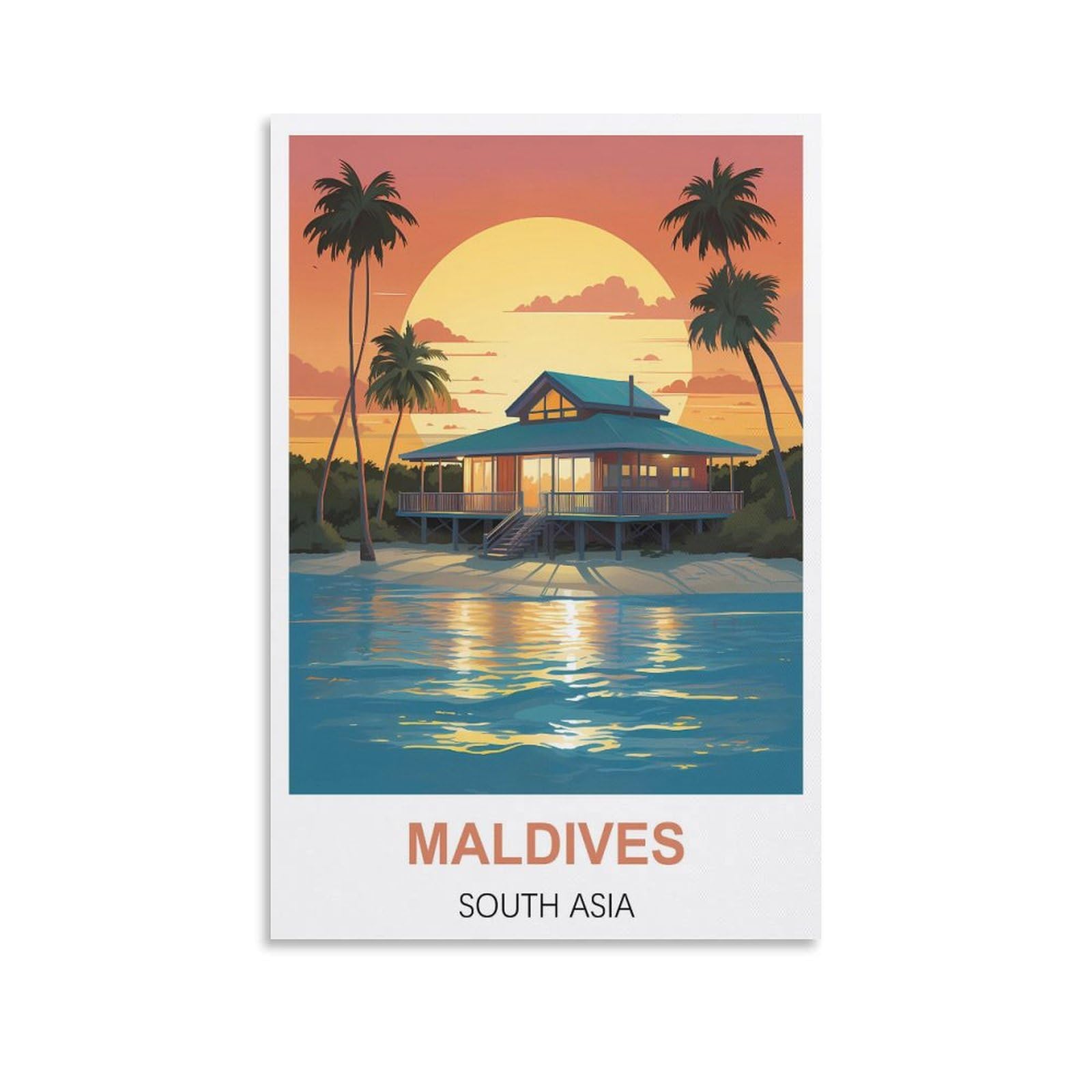 Retro Vintage Wall tin Plaque,Maldives South Asias,Art Plaque Poster Wall Decor for Home Tool Room Bar Club Restaurant Cafe 30x40cm