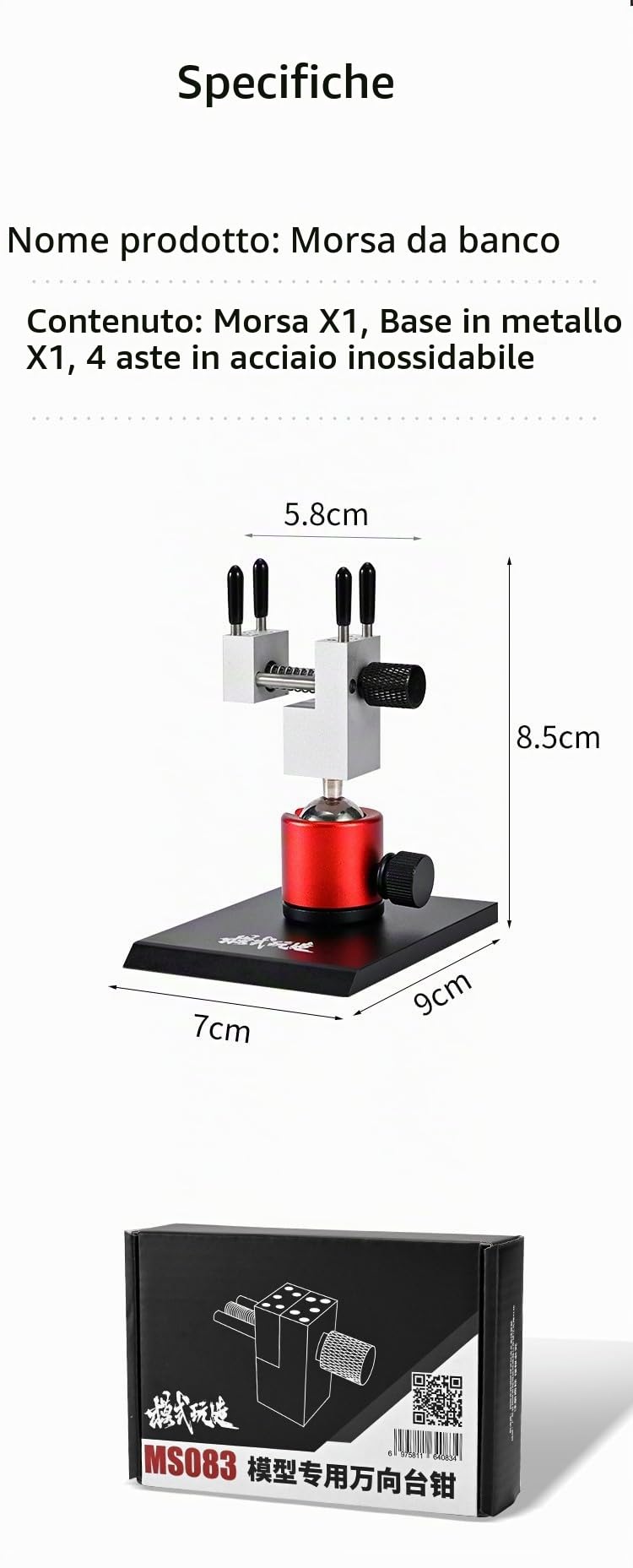 ANSAI Mini morsa da tavolo con base rotante sferica in metallo per hobby