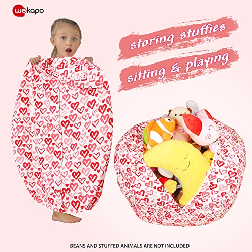 Wekapo Stuffed Animal Storage Bean Bag Chair Cover For Kids | Stuffable Zipper Beanbag For Organizing Children Plush Toys Large Premium Cotton Canvas #TOP1