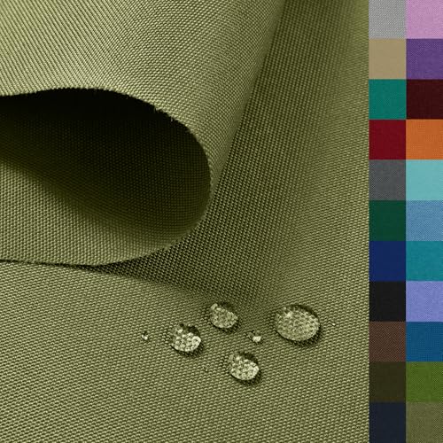 Krychiler Waterproof Canvas Fabric by The Yard Fade & UV Resistant - 600D Polyester Oxford Material for Indoor Outdoor Furniture Covers Awnings Tents DIY Projects - Olive Green Precut 1-Yard