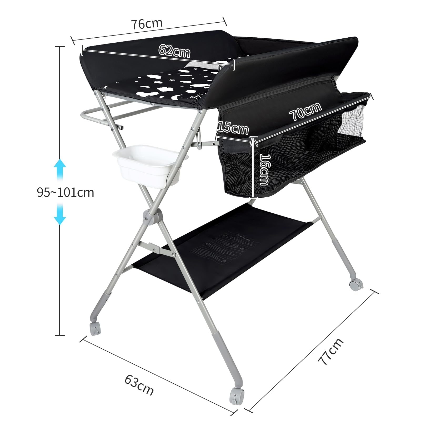 Mobiele Inklapbare Commode met Badkuip - 4 Decors - Praktisch en Hygiënisch
