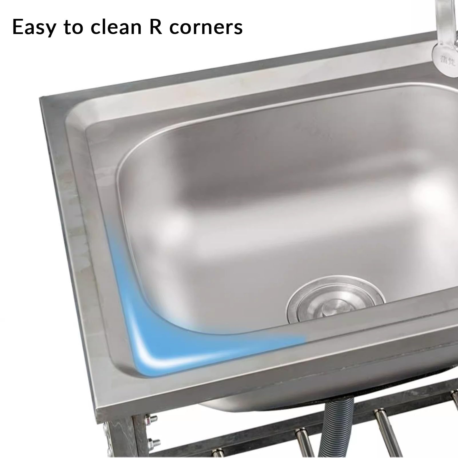 Évier en Acier Inoxydable autoportant, Poste de Travail de Cuisine, évier de préparation Multifonctionnel avec étagère de Rangement et Robinet, lavabo pour buanderie, Garage, jardi