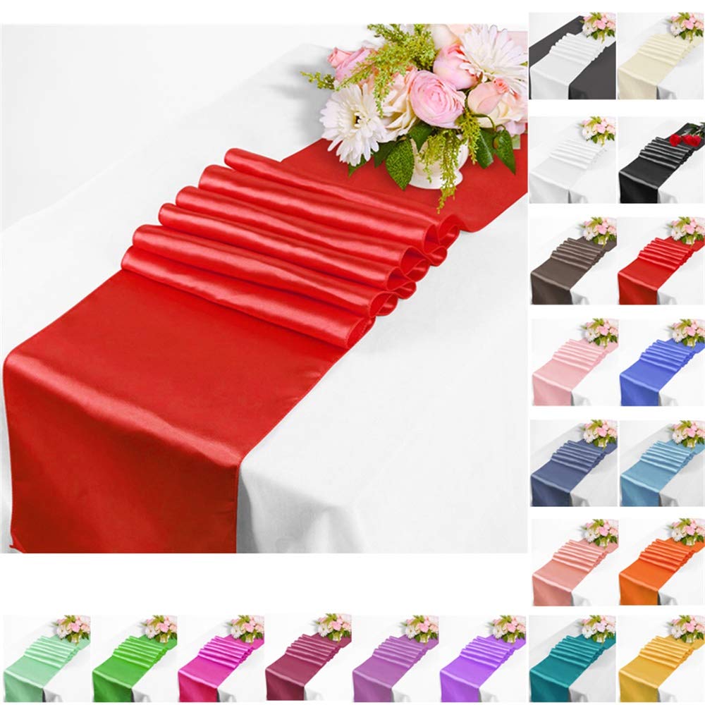 Time to Sparkle 10PCS 12x108inch Satin Table Runner for Wedding Festival Party Table Decoration (Red) — image 1