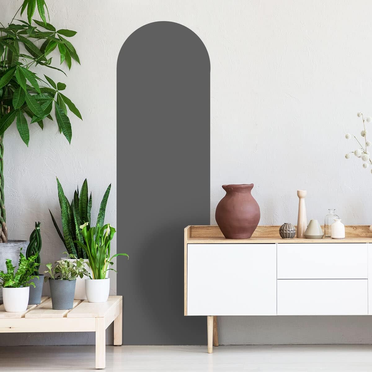 Arch Living Room Art Modern Simple Sticker | Large Bohemian Wall Sticker for Living Room Bedroom Decoration | L58 x H180 cm - Dark Grey