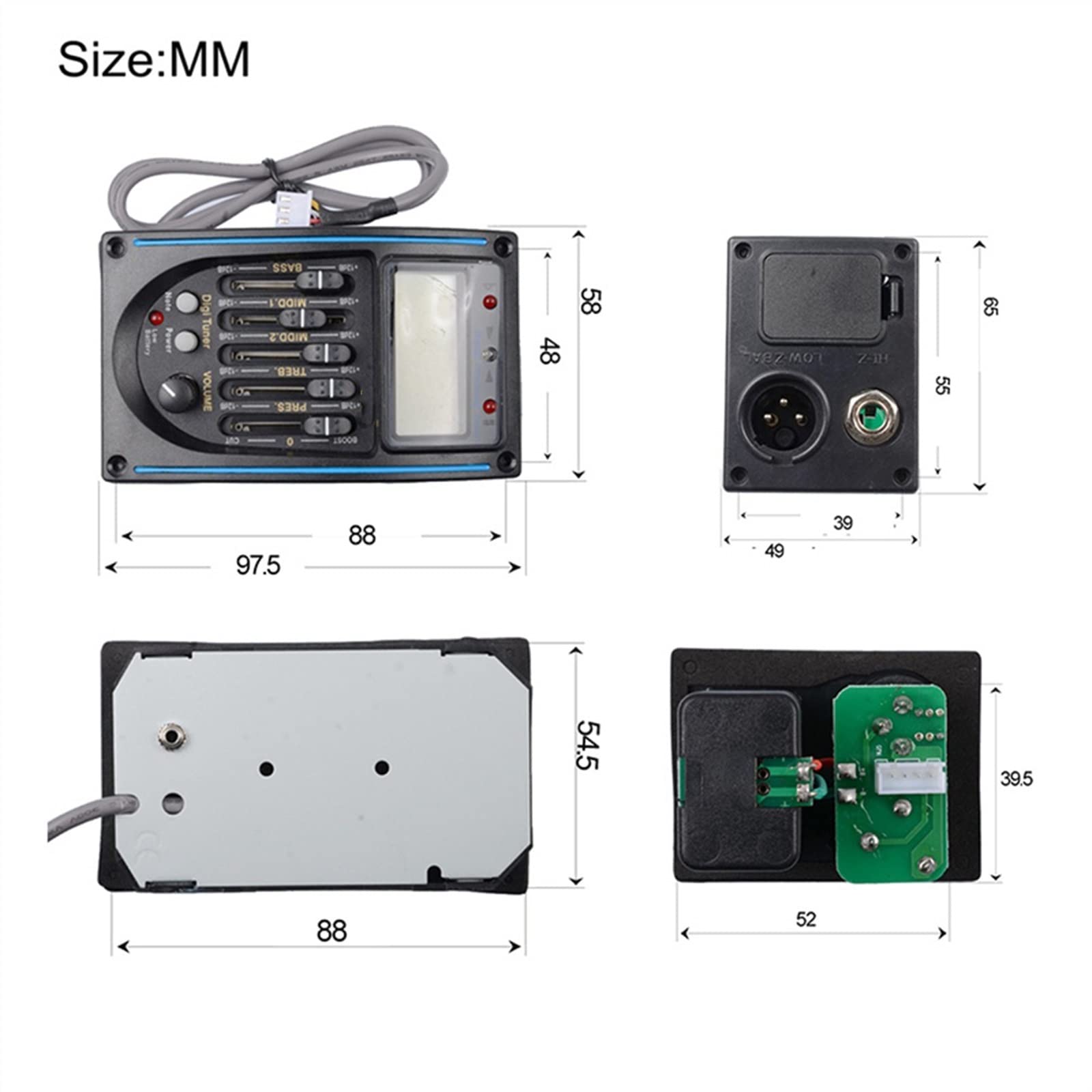 5-Band-EQ-Tonabnehmer Für Akustikgitarre Mit LCD-Bildschirm Und Mikrofon-Tonabnehmer Ersatzteile für Akustikgitarren