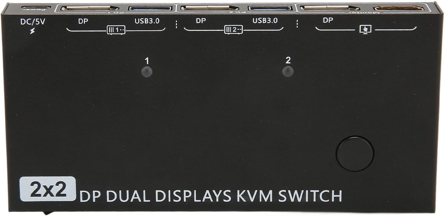 2 In 2 Out DisplayPort KVM Switch, 8K 30Hz Supported, 2.3 Dual Monitor for Meeting Multimedia