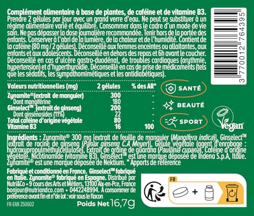 Booster Anti Fatigue Caféine Caffshock Nutri & Co 40 gélules