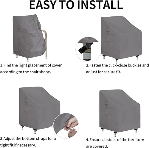 Miniatura 7 de Easy-Going Funda para silla de respaldo alto para exteriores, resistente a los rayos UV, impermeable, para muebles de césped, patio, con costuras