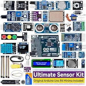 SunFounder Ultimate Sensor Kit with Original Arduino Uno R4 Minima, Smart IoT & Basic Sensor Projects with Online Tutorials, Suitable for Age 8+ Beginners (Original Arduino Uno R4 Minima Included)