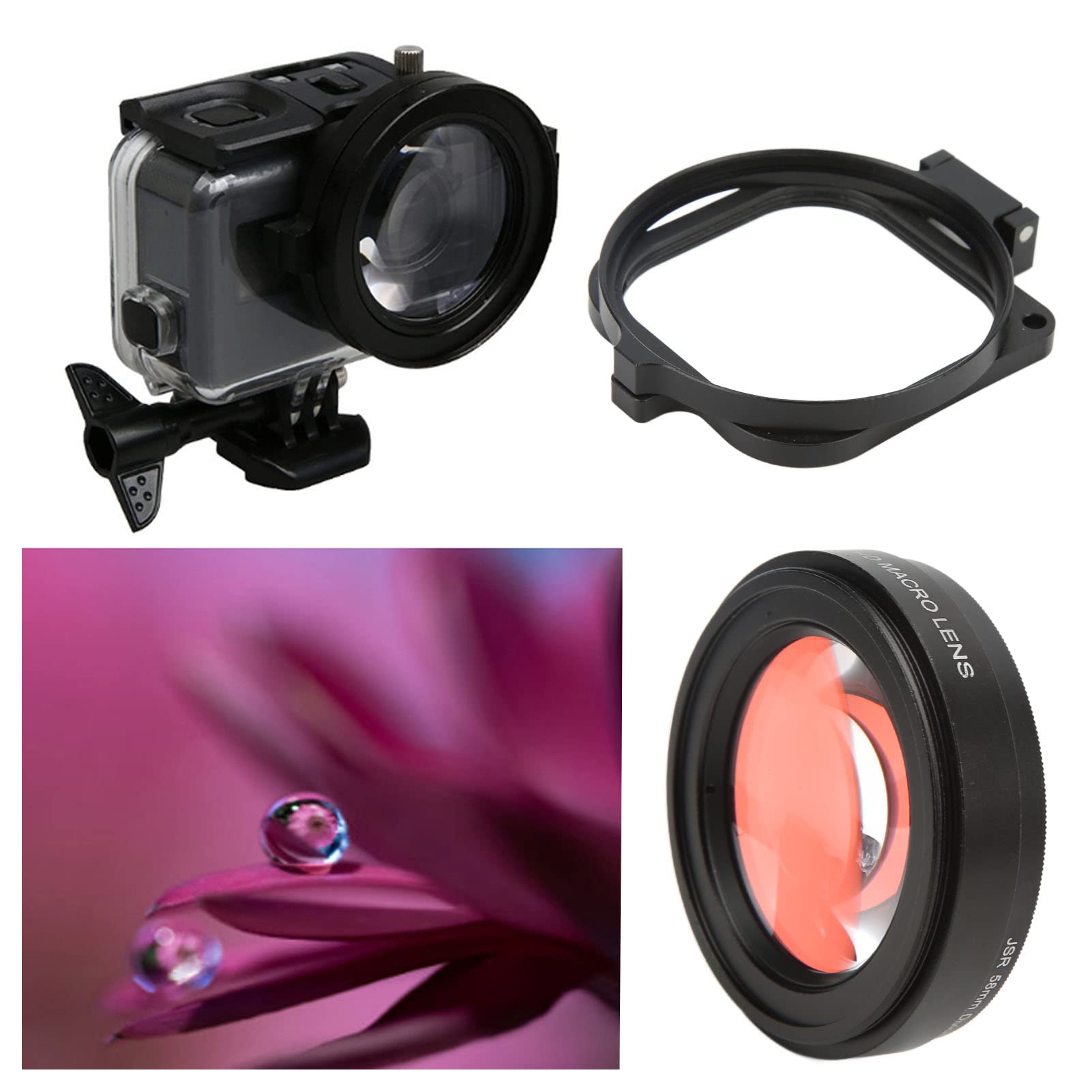 Filtro Rosso 58mm Per GoPro5 - Obiettivo Macro 16X - Per Immersioni Subacquee - Foto 8