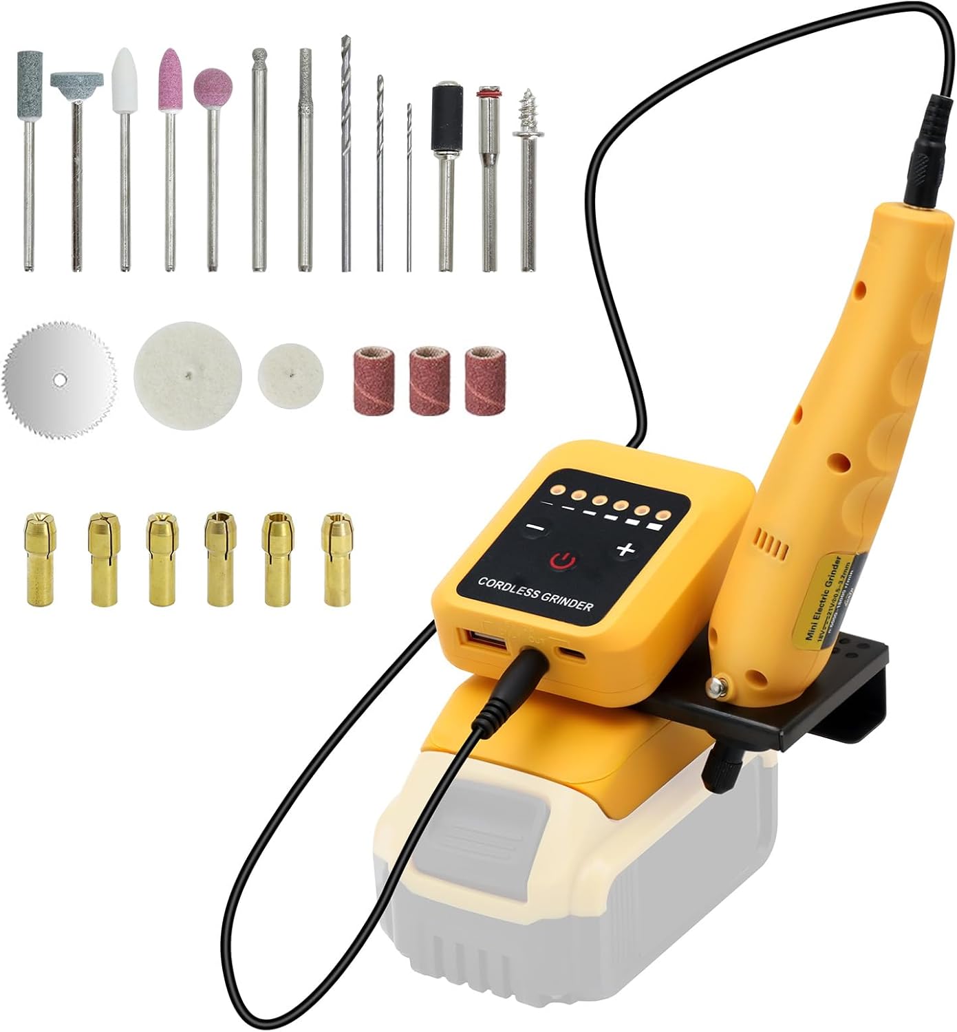 Cordless Rotary Tool Kit for DEWALT 20V Max Battery, 6-Speed with 25 Accessories, Multi-Purpose Power Rotary Tool for Sanding, Polishing, Drilling, Etching, Engraving, DIY Crafts (No Battery)