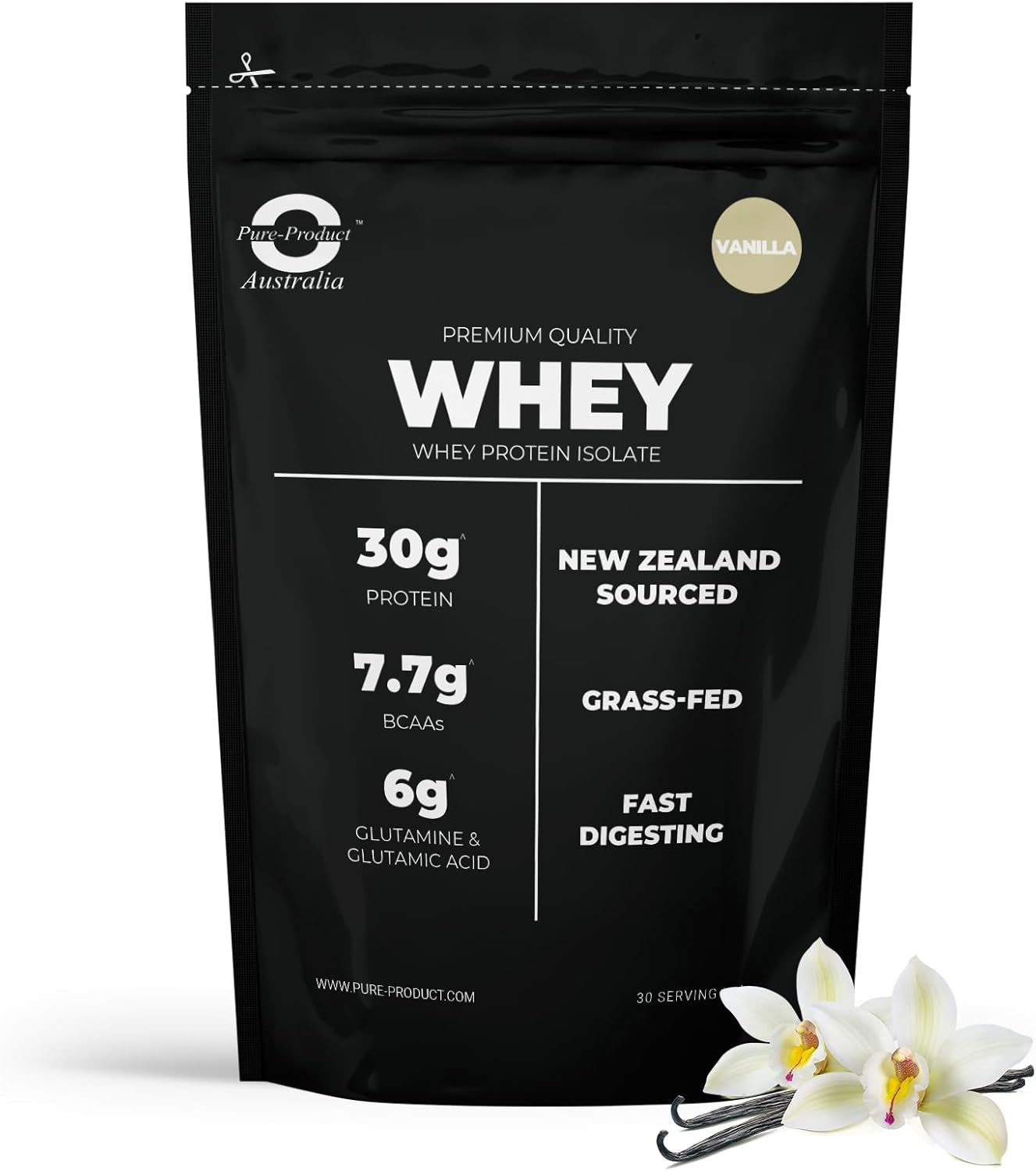 Pure Product Australia - Whey Protein Isolate & Hydrolyzed - Premium Grass Fed - 30g Protein per Serve, Fast Absorbing - Non-GMO - Easy Digesting - NZ Protein - 4kg (8.8 lbs) Vanilla