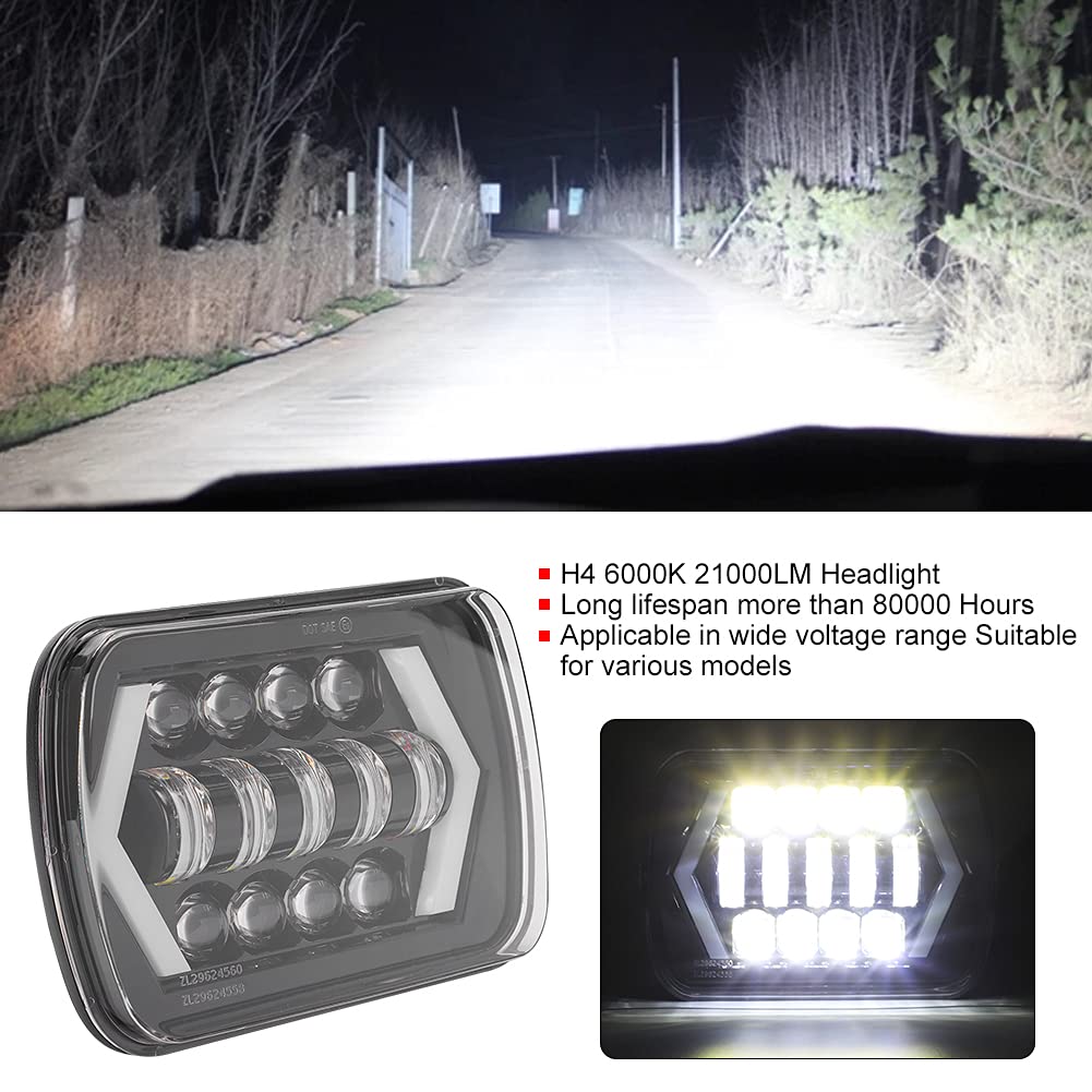Qiilu 210W 6000K 21000LM H4 Phare LED IP67 Phare adapté pour Cherokee XJ 12 24V Kits de Conversion D'éclairage Automobile Température de Couleur de Vue