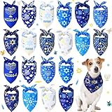 Sweetude 20 Pieces Hanukkah Dog Bandanas Jewish Star Bandanas Chanukah Menorah Pet Scarf Triangle Dog Bibs Scarf Kerchief Gift Set for Dog Pet Holiday Costume Clothes Accessories