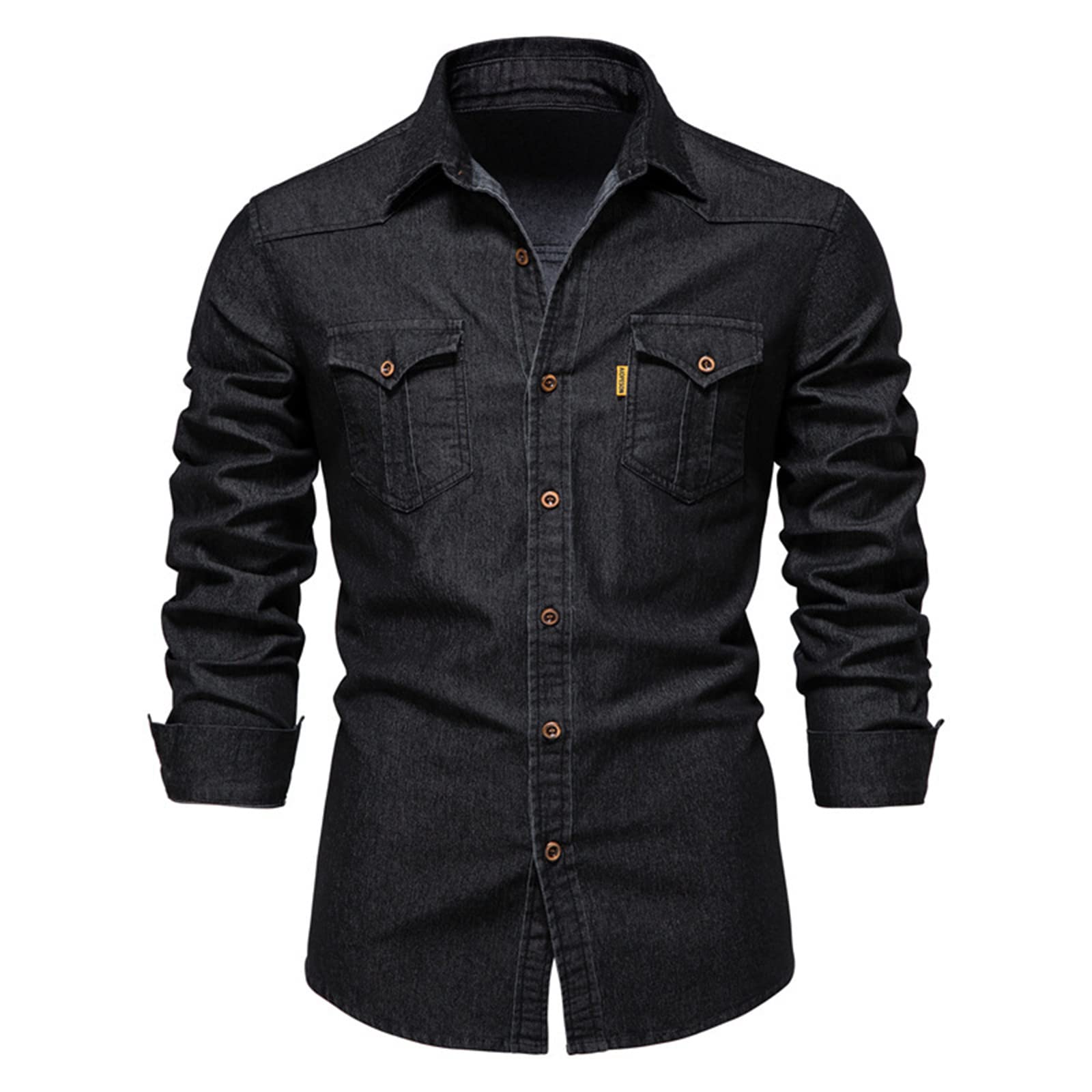 Herren Jeanshemd Langarm Baumwolle Jeans Cardigan Casual Slim Fit Hemden Herren Tops Kleidung