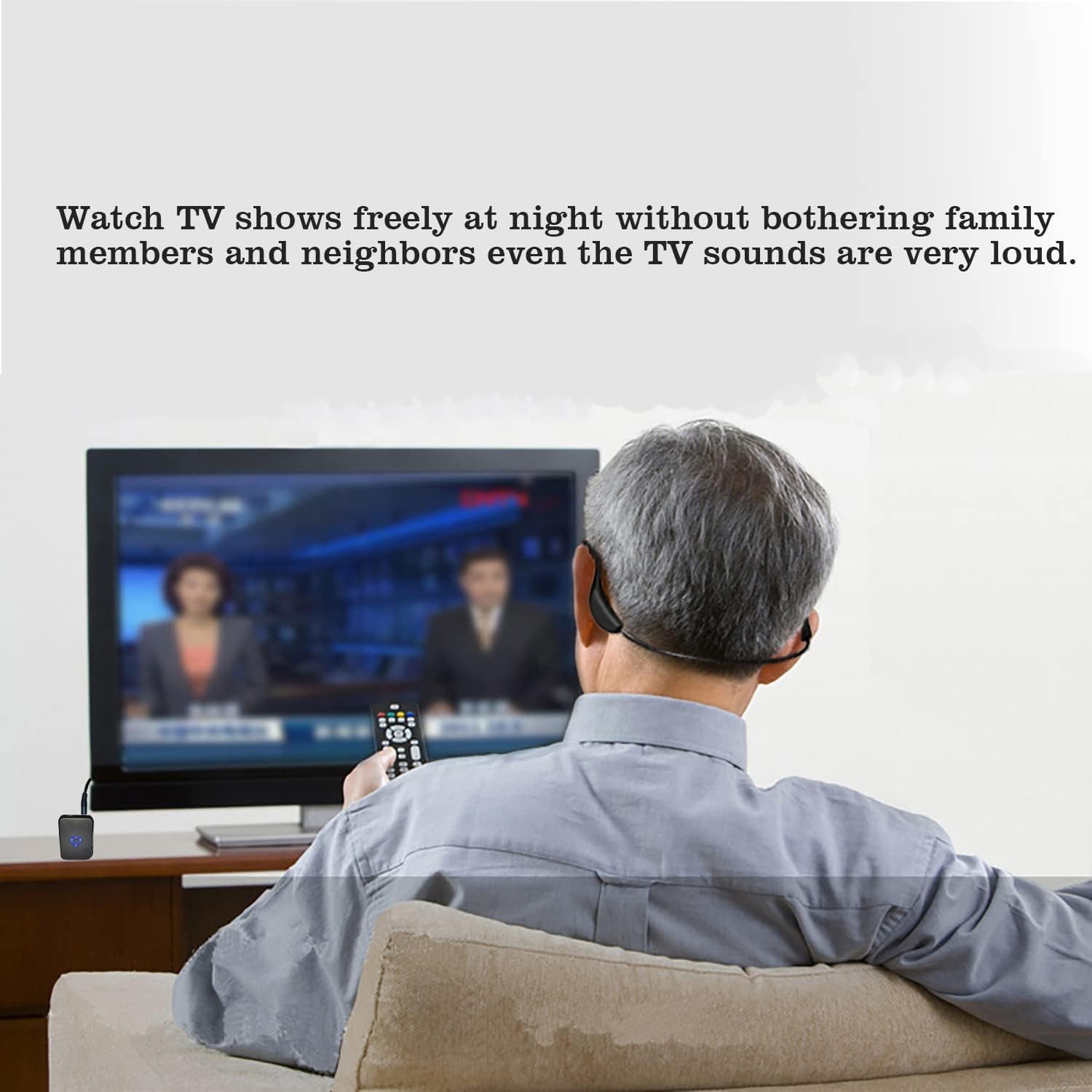 Cuffie wireless a conduzione ossea con microfono, ideali per ascoltare la TV, progettate per anziani e persone con problemi di udito