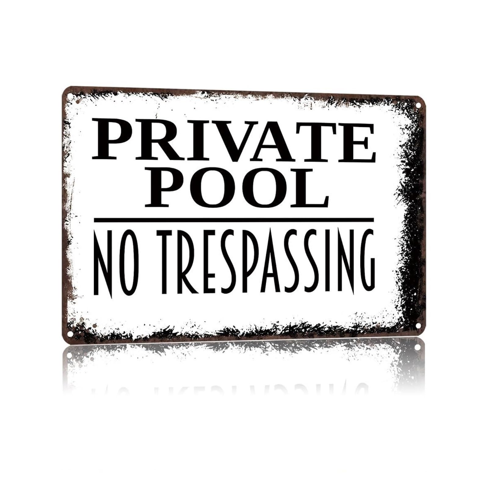 Kcdfdvjfbm One Color Weatherproof Pool Area Tin Sign No Trespassing Private Vintage Metal Warning Sign For Outdoor Fence Line Driveway Entrance 8 X 12 Inch