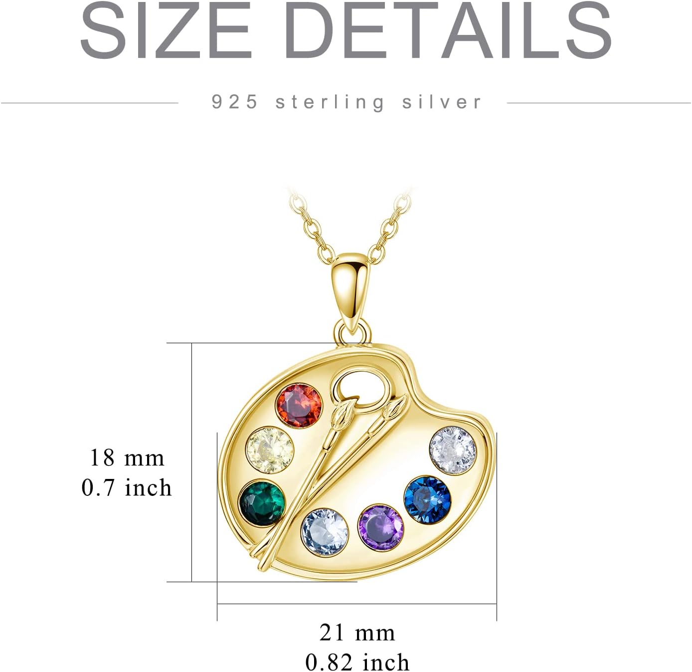 Artist Paint Palette and Brush Necklace - 925 Sterling Silver Pigment Pendant, Colorful Painters Charm, Future Artist Jewelry Gifts for Women - Image 4