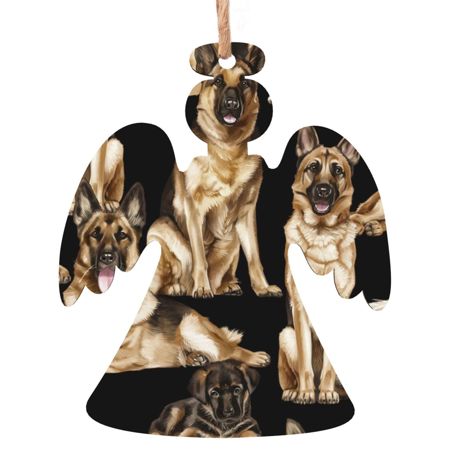 Adornos de madera con estampado de perro pastor alemán, adornos de madera para árbol de Navidad, regalo para fiesta en casa