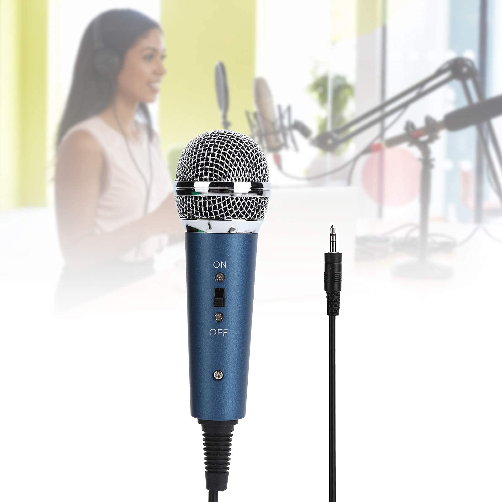 Microfono a condensatore cablato, Adattatore Audio da 3,5 mm a Forma di U per Computer, Karaoke, Desktop, Laptop