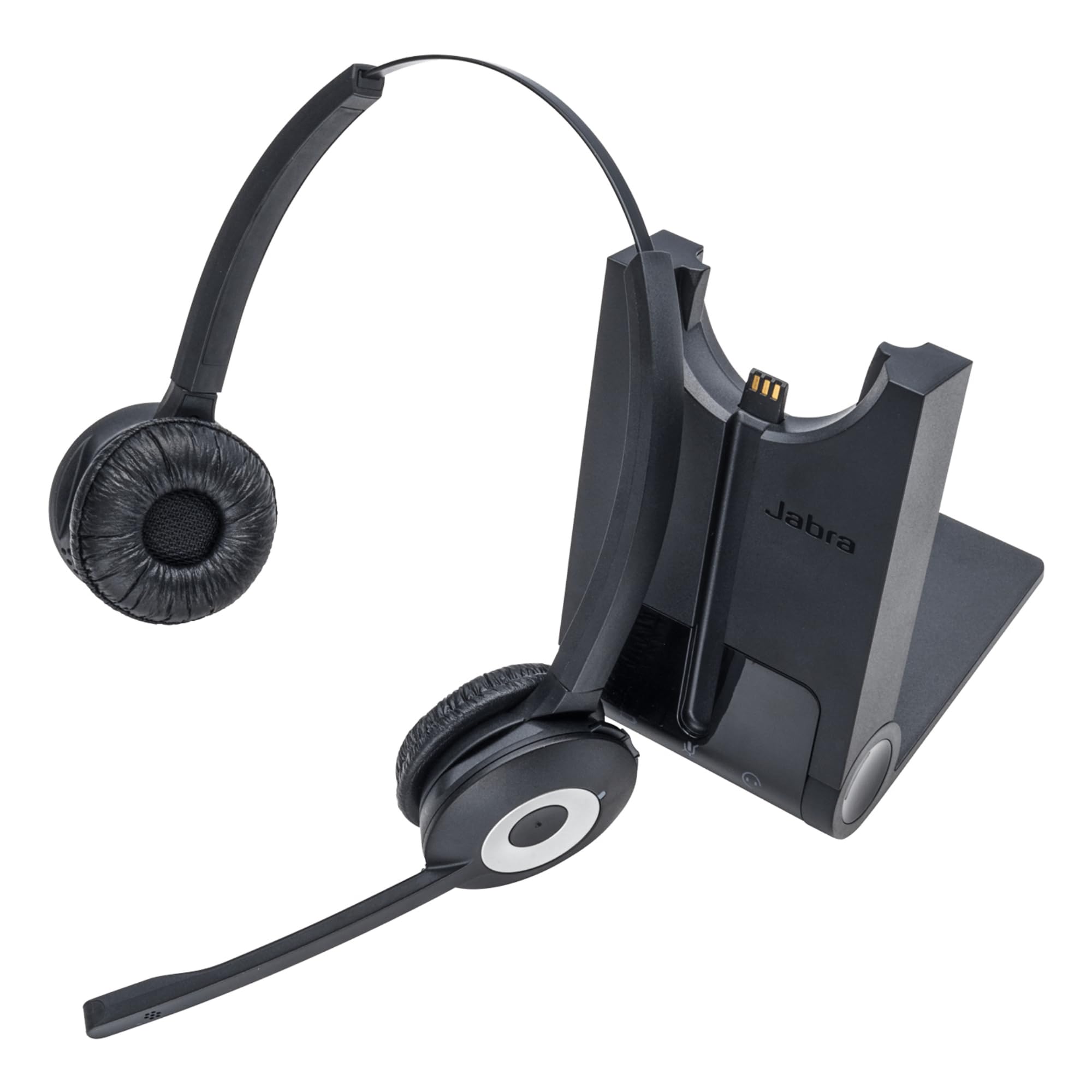 Jabra Pro 920 DECT Kabelloses On-Ear Stereo Headset - HD Voice und Noise Cancelling - ganztägige Akkulaufzeit - zur Verwendung mit Tischtelefonen in Europa - EU-Stecker, schwarz